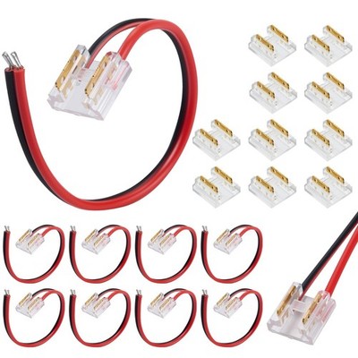 20PCS HFACOWK Premium LED Strip Connectors, Transparent Solderless 2 Pin 8mm ...