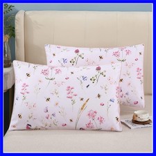 Set of 2 100 Cotton Pillowcases with Beautiful Floral Design - 20''x26''