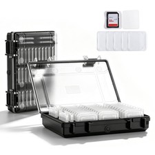 37 Slot Memory Card Case with 37 Transparent Cases and 60 Clear Labels