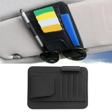 Leather Car Sun Visor Organizer Clip, Universal Truck Black