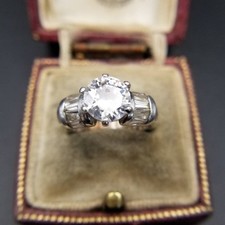 Cubicle Zirconia Solitaire Elegant 925 Silver Vintage Ring Elegant