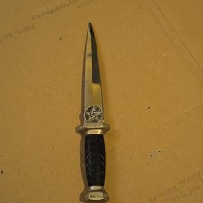 Silver  Black Double Edge Dagger, Stainless Blade, Black Plastic Handle
