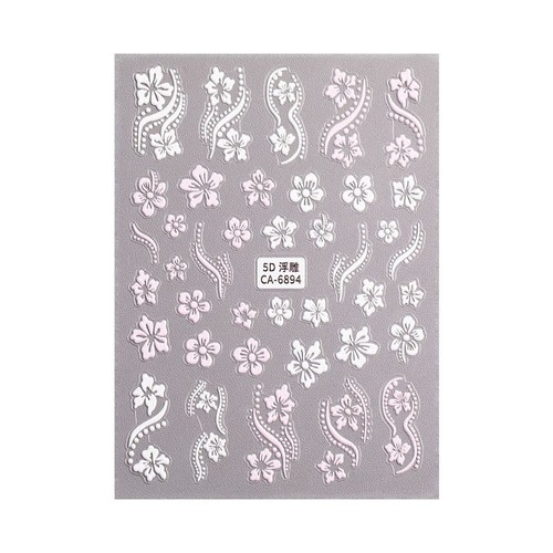 5D Hibiscus Flower Nail Sticker Small Flower Relief Floral Nail Stickers Nail - Picture 11 of 21