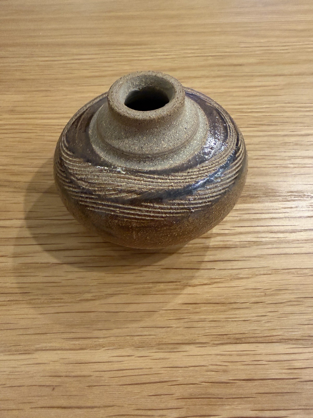 Vintage Signed Studio Pottery Vase • Wheel-Thrown Stoneware • Wabi Sabi Ceramic