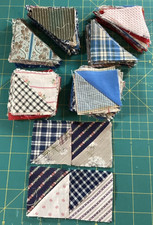 Quilt Half Square Triangles Pre Cut Patches Woven Plaids Shirting Stripes Lot