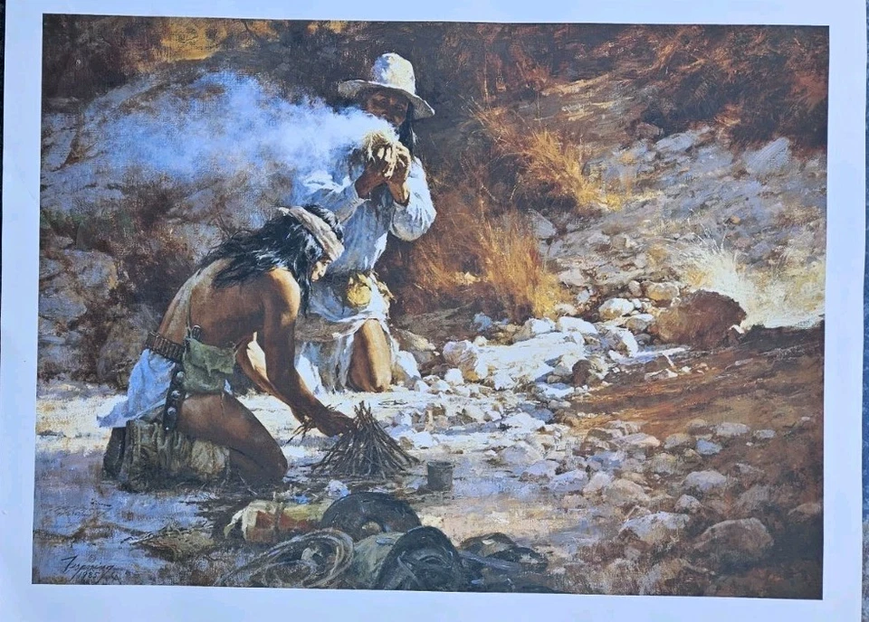 "THE APACHE FIRE MAKERS" POR HOWARD TERPNING Edición Limitada 742/1000 Firmado 35x27 Foto 2 de 4