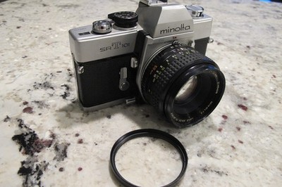 Minolta SRT 101 SLR Film Camera w 50mm Lens, Used & Bench Tested Well.