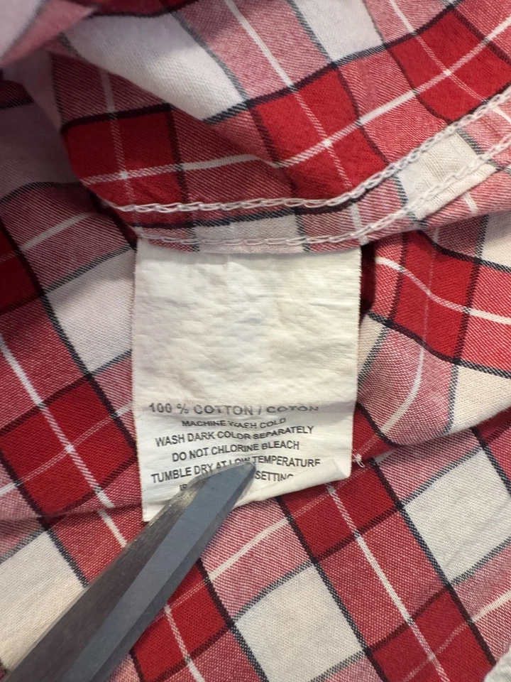 Camisa informal Company 81 para hombre mediana roja blanca a cuadros con botones manga corta Foto 3 de 4