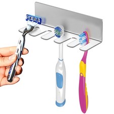 Wall Mounted Toothbrush Holder, Stainless Steel Toothbrush Holder with -Adhes...