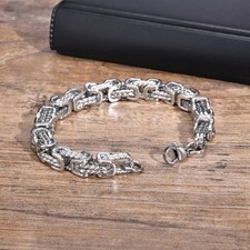 Trend Mens Chunky Byzantine Bracelet Stainless Steel Retro 8mm Braided LinkWrist