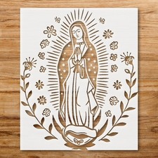 Virgin Mary Portrait Wall Art Stencil for Religious Home Decor - StencilAir