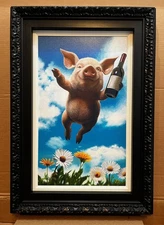 Brand New! Michael Godard "Flying Wine Pig" 2025, hand-signed & embellished