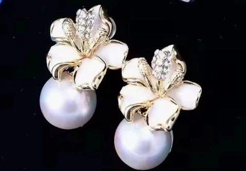Zara Style GOLD Floral Flower Elegant Cute Bohemian Statement Pearl Earring Girl