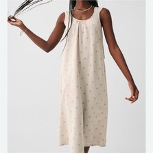 Faherty Dream Cotton Gauze Sintra Cover Up Dress Size XXS Beige Palm Trees