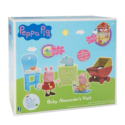 NIB: Rare Peppa Pig Cousin Baby Alexander's Visit Set, Light-up