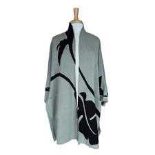 Marla Wynne Kimono Sleeve Cardigan Open Front Drama Floral Modern Minimalist