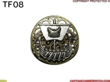 steampunk pin badge brooch cog stack ship viking boat bronze filigree #TF05-8
