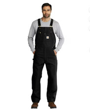 Carhartt Duck Bib Men Overall Black R01 Size W 38 x L 34 Double Knee Coverall