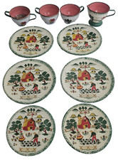 Vintage Ohio Art Tin Litcho Country Farm Child's Tea Set Dishes 10 Pc Toy Craft