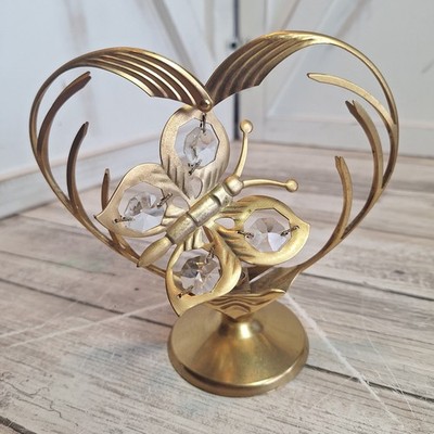Austrian Crystal Mascot Intl. 24K Gold Plated Butterfly in heart Sun Catcher 5x5
