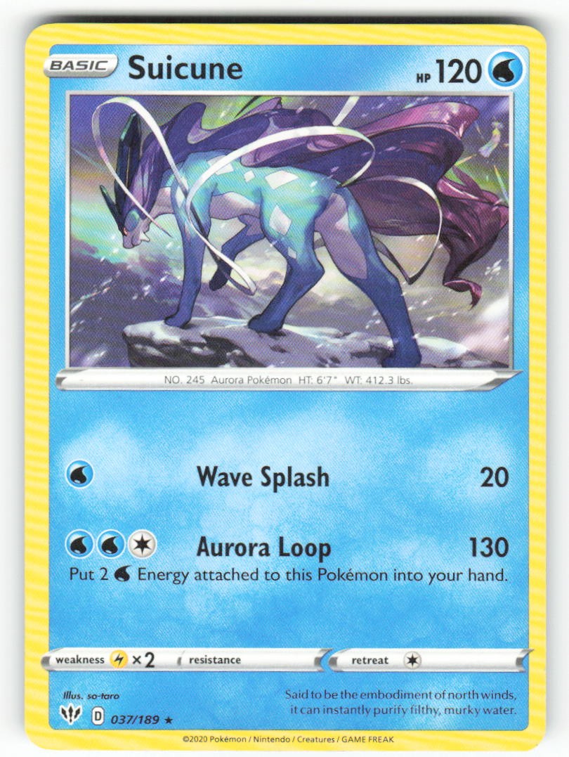 Suicune 037/189 Holo Rare Darkness Ablaze Pokemon Near Mint