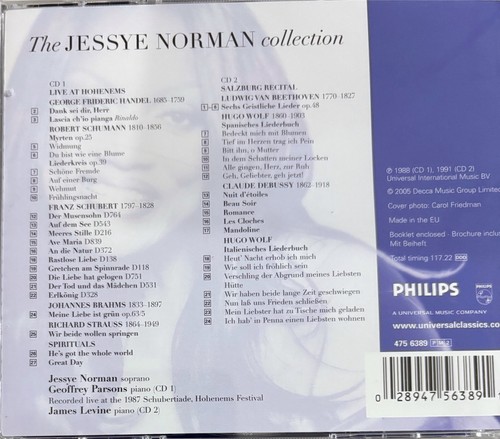 JESSYE NORMAN - The Collection: Hohenems & Salzburg 2 x CD AS NEW! Philips - Picture 2 of 2