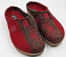 Haflinger Clogs Shoes Womens 38 US 7.5-8 Red Wool Paisley Mule Slippers