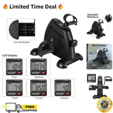 Mini Exercise Bike Under Desk Pedal Trainer Portable LCD Monitor for Arms