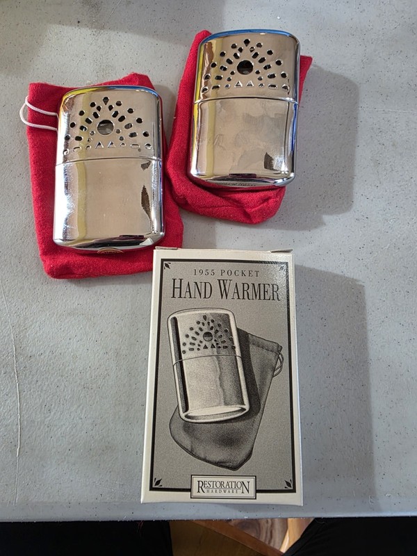 Pocket Hand Warmer Restoration Hardware Replica 1955 W/ Pouch W9, Set Of 4
