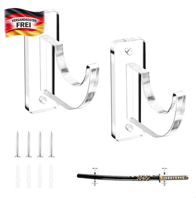 Lichtschwert Halterung Wand für Katana und Zauberstab stabil transparent