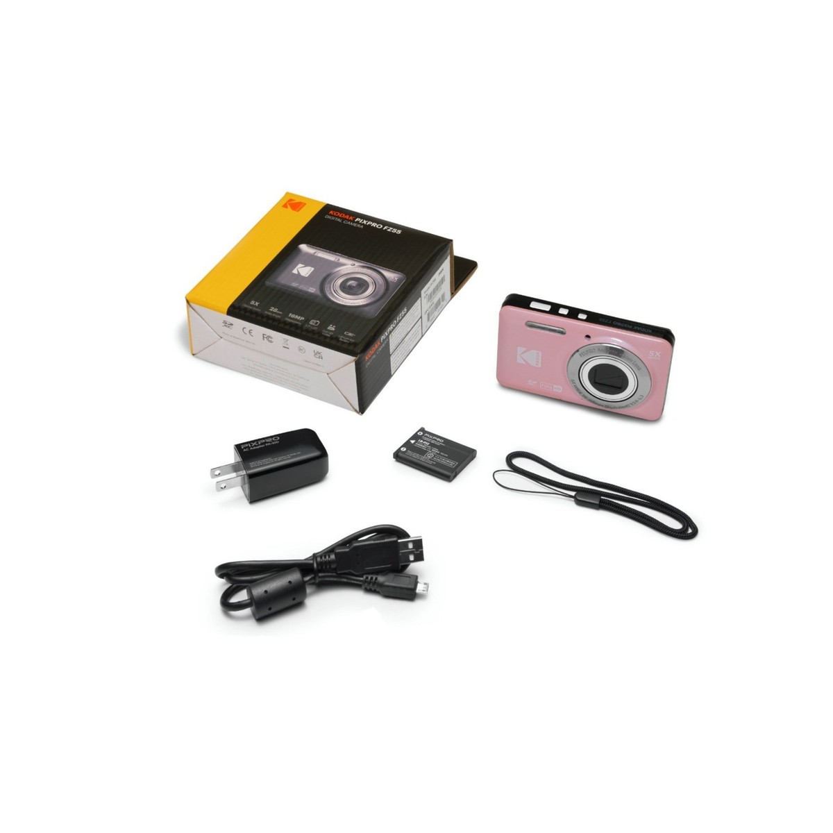Kodak PixPro FZ55 Pink Camera Bundle with 128GB SD Card and Case