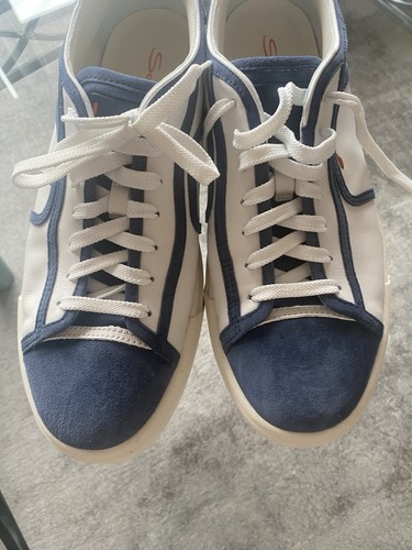 * SANTONI * azul - blanco elegante zapatillas zapatos cuero talla 48 US 13 UK 12 - Imagen 5 de 19
