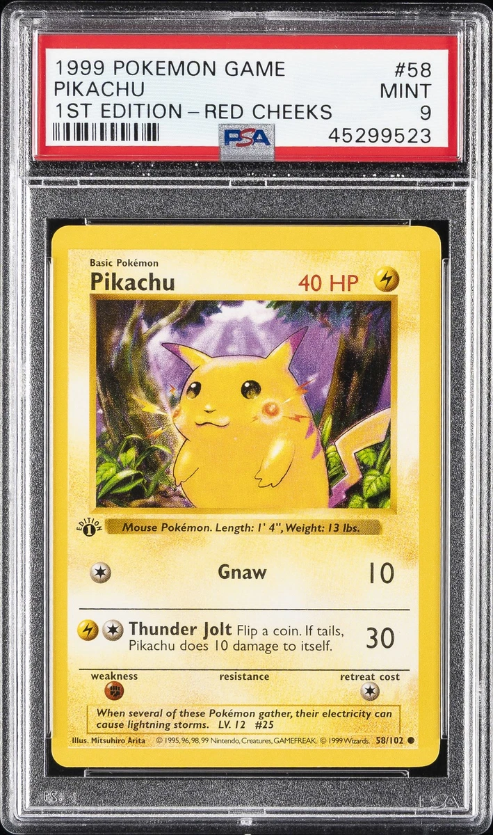 Pokémon TCG Base Set Pikachu Grade 9 Individual Collectible Card