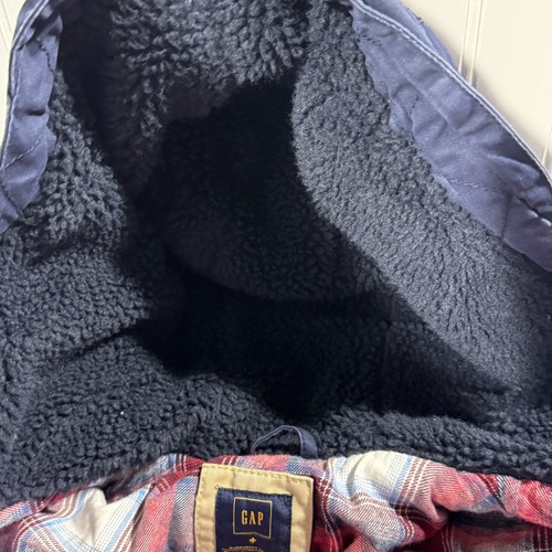Gap + Pendleton Jacket Mens M Blue Navy Hooded Fatigue Field Parka Lined Sherpa - Picture 8 of 10