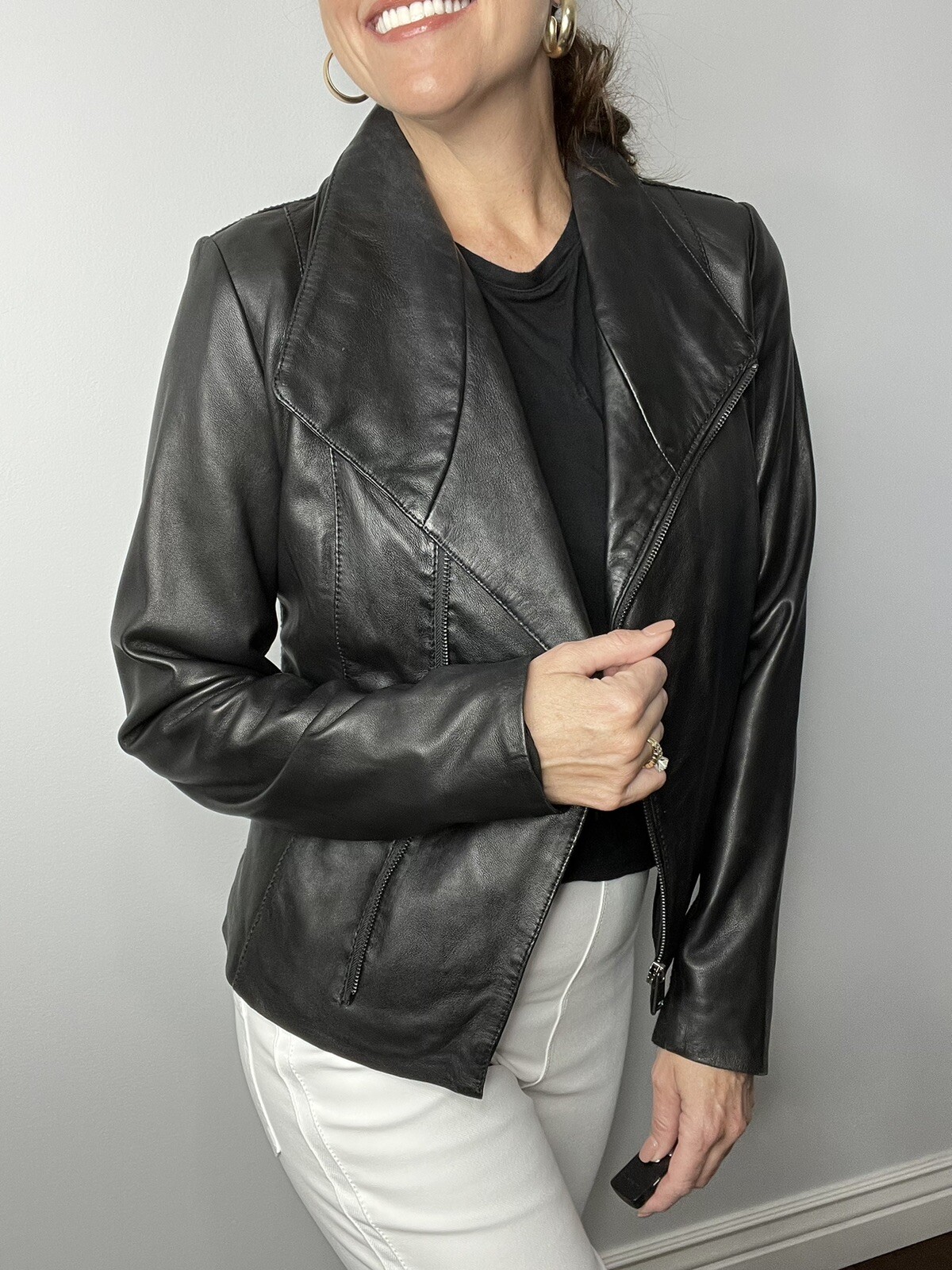 aqua leather moto jacket