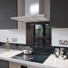 Premier Range "12 - Black Marble with White" Glass Splashback