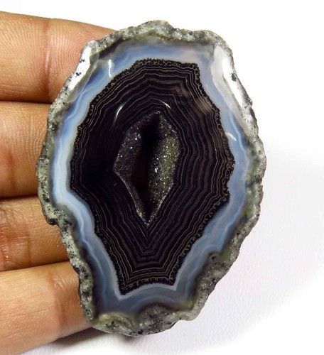 Natural Agate Geode Cabs Slice 163-402 Cts Black Smooth agate Gemstone DIY SCL-A - Picture 54 of 204
