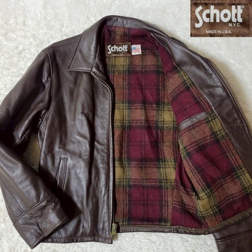 Schott 681 Highwayman Leather Riders Jacket Brown Size 40 USA Made Men used