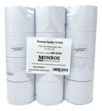 Monroe Calculator Top of the Line Single Ply Paper Rolls, 2 1/4" x 150', 20 lb.