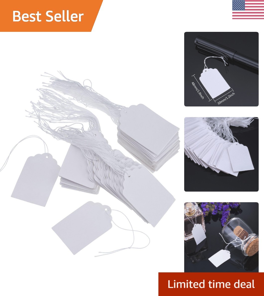 Price Tag Label Tags 500 PCS s With String Attached - Actmuen 1.37x1 ...