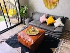 Amazing Leather Pouffe Moroccan Unstuffed Genuine Pouf Footrest