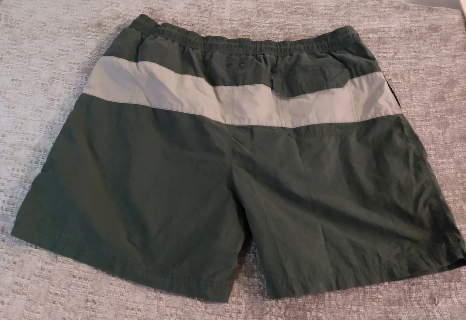 Wave Zone Board Shorts Mens 38 XL Green Tan  Color Block Swim Trunks  Drawstring - Image 4 of 4