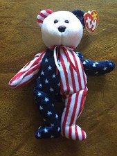 "Spangle" Ty Beanie Baby Authentic - 1999 Patriotic USA Style Rare Teddy Bear