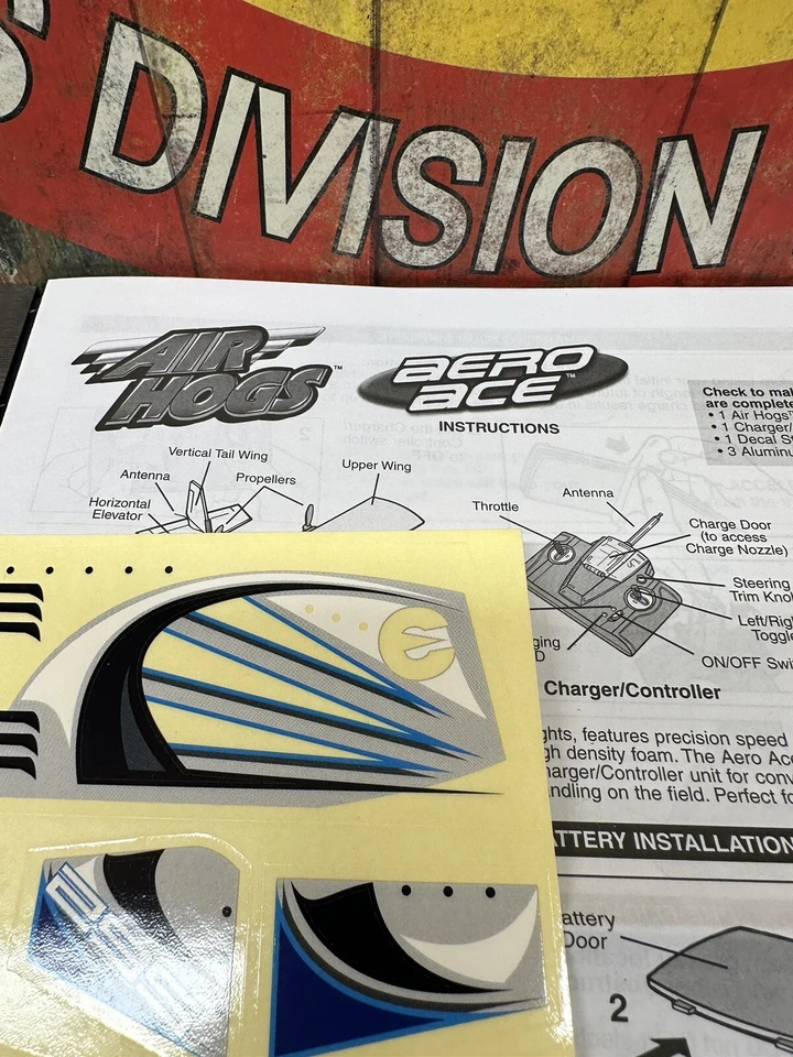Air Hogs Aero Ace RC Plane: DECALS and MANUAL NEW USA SHIP - Image 3 of 4