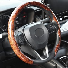 15'' Car Steering Wheel Cover Wood Grain Anti-slip Universal Fit Auto Protection