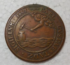ESKILSTUNA SWEDEN CARL GUSTAF'S TOWN 1665 CITY SEAL MEDAL RADEMACHERSMEDJORNA
