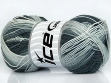 4-Skein Lot Biscuit Yarn Fine Micro Acrylic 4x100g/350m Black Grey White
