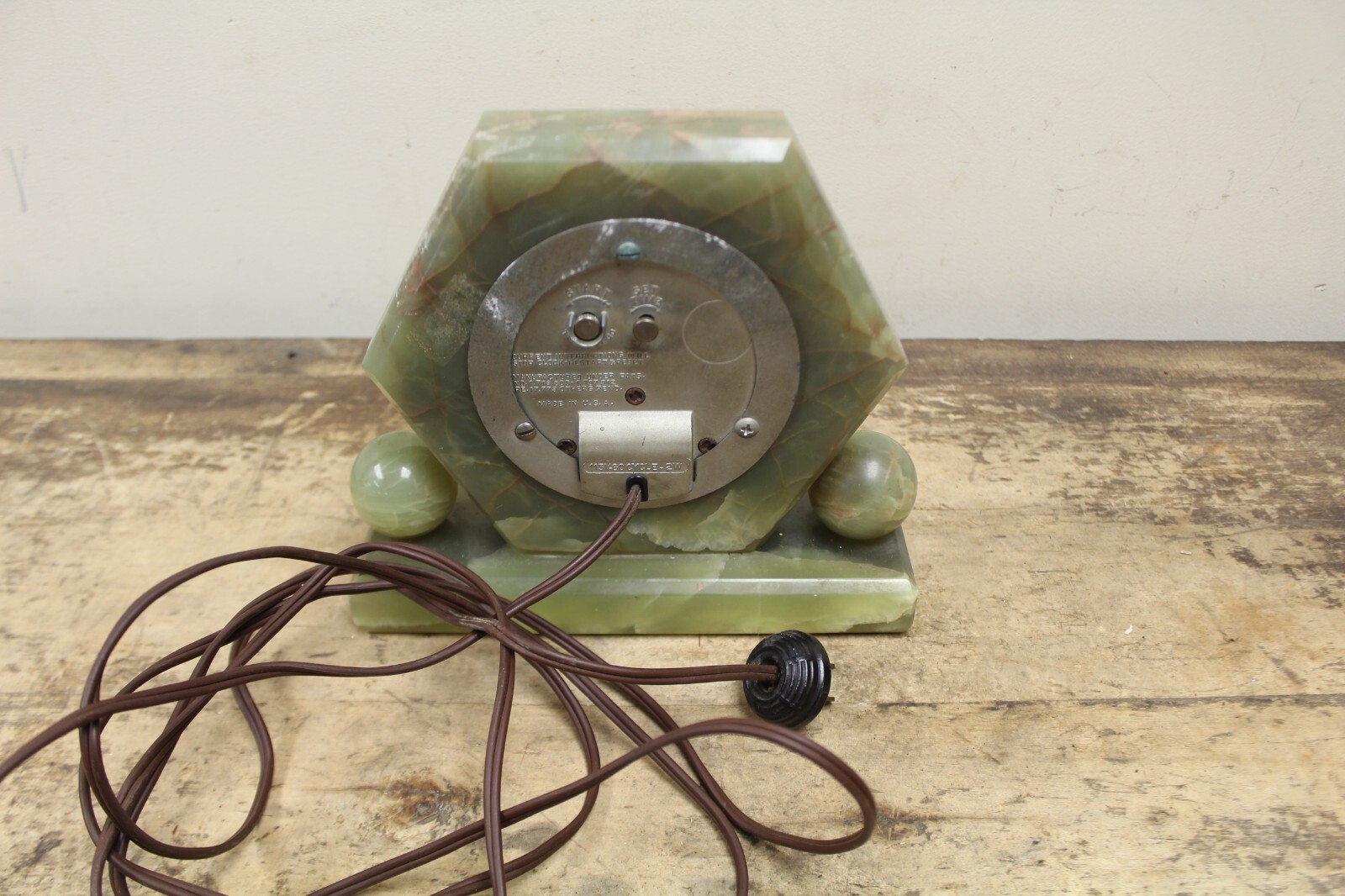 Antique Whitehall Hammond Art Deco Green Onyx Electric Clock eBay