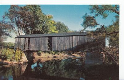 Amerika Postkarte - Alte überdachte Brücke am Housatonic River, Messe A5559