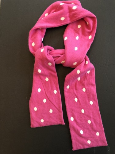 NWOT J.CREW Womans Winter Scarf (70x6) Pink W/White Polka Dots - Picture 2 of 5